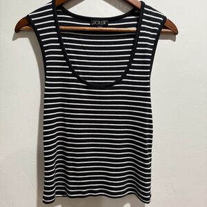 J. Crew Scoop Neck Tank Black White Stripes Women's Size Large Casual Summer